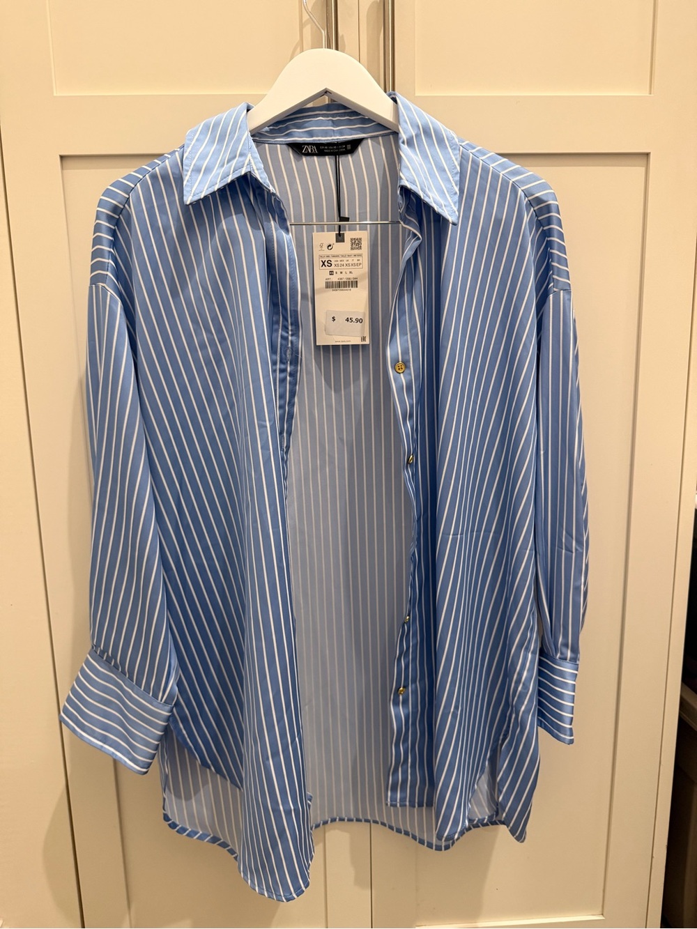 Xs oversized Zara Blue Stripe Button-Down Shirt